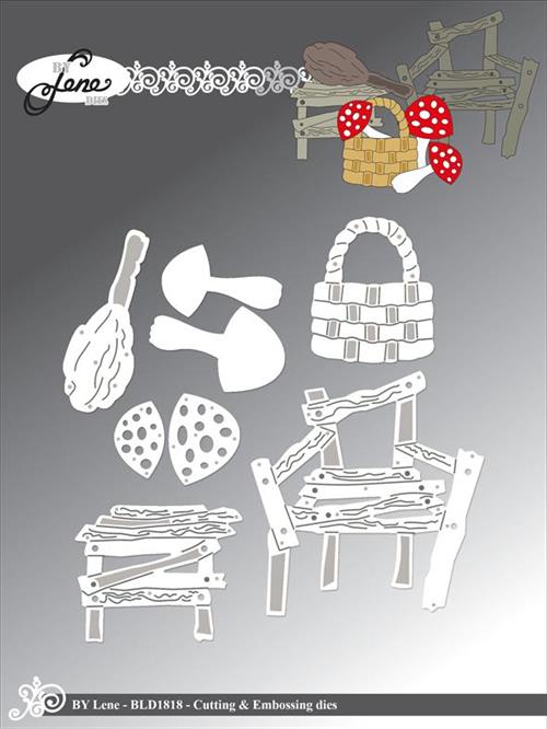 By Lene dies Stol, svampe, kurv Største 6,4x6,7cm